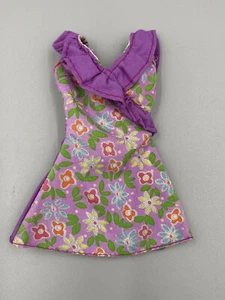 VESTIDO MORADO VINTAGE AÑOS 90 BARBIE GO IN STYLE MODAS FLORAL - Imagen 1 de 4