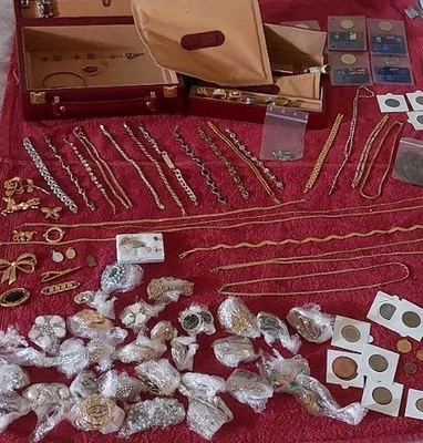 Schmuck Sammlung Silber Vergoldet Gold Münzen 925 Silber Konvolut Vintage - Bild 1 von 4