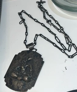 Antique Handmade Guatemala Sterling Silver Bird Man Necklace Maya - Picture 1 of 6