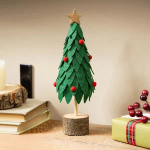 Woodland Storybook Table D?cor Fabric and Wood Christmas Tree, 8.75"H - Picture 1 of 3