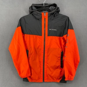 Columbia Kids Flash Challenger Windbreaker Jacket Youth M 10/12 Black Orange - Picture 1 of 14