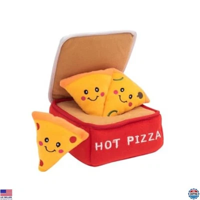 Interactive Hide & Seek Plush Dog Puzzle Toy - Pizza Box for Small Dogs - Image 1 of 4