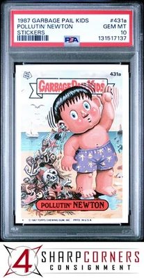 1987 GARBAGE PAIL KIDS STICKERS #431a POLLUTIN' NEWTON SERIES 11 PSA 10 - Image 1 of 3