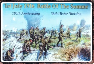 36th ULSTER DIVISION BATTLE OF THE SOMME 100th ANNIVERSARY METAL PLAQUE SIGN - Picture 1 of 5