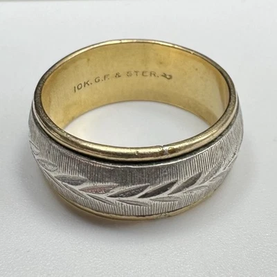 Hermosa banda para damas rellena de oro de 10k y grabada en ley 4,8 gramos talla 6 Foto 1 de 4