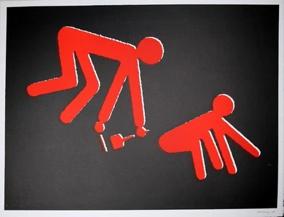 Rudolf Bonvie: "Cleaning up" Farblihographie 1988, signiert - Bild 1 von 2