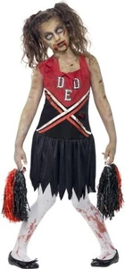 Smiffys Kids Zombie Cheerleader Costume, Red & Black (10-12 years old) Large - Picture 1 of 1