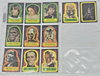 1977 Topps Star Wars Series 1 Complete 1st Blue Card Sticker Set 1-11 - Image 1 of 4