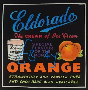 ELDORADO ORANGE ICE CREAM C1948 CINEMA ADVERT Vintage Magic Lantern Slide - Picture 1 of 5