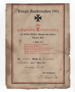 Kriegs - Confirmación 1915, Documento de Confirmación de Guerra, Alemania - Imagen 1 de 3