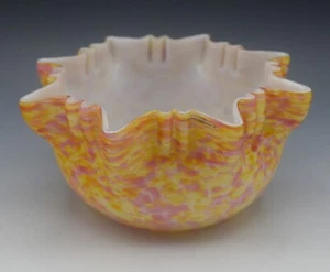 VIKTORIANISCHE BÖHMEN GLAS SPRITZER BRAUT KORB GELB ROSA UMMANTELTES GLAS - Bild 1 von 6