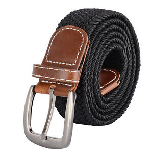 Plus Size Men Stretch Belt 43inchTo 71inch Black Brown Elastic Web Weaving Belt