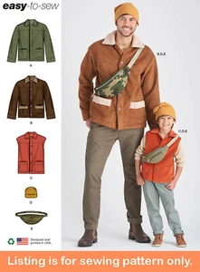 SEWING PATTERN Matching Father Son Clothes Men Boys Jacket Coat Vest Outfit 9694 - Picture 1 of 3