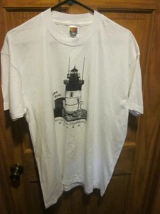 Fruit Of The Loom "Lighthouse" White Short Sleeve T-Shirt XL LAKE ERIE DETROIT - Picture 1 of 5