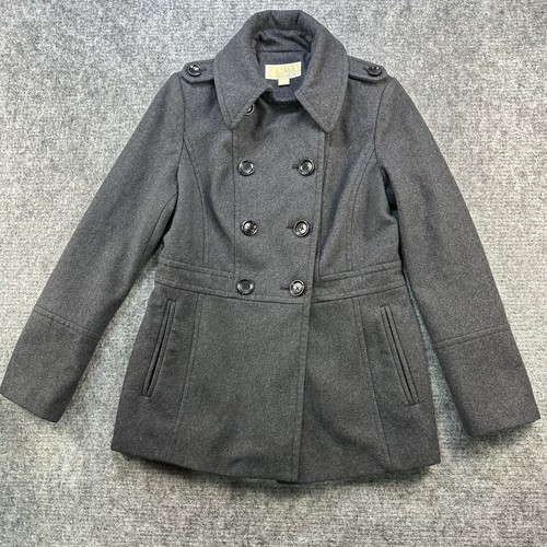 Cappotto Michael Kors Pea donna piccolo grigio classico misto lana preppy