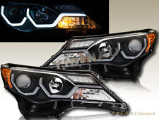 2013-2015 Toyota Rav-4 Rav4 Black Clear Projector Headlights w/ LED Strip Bar