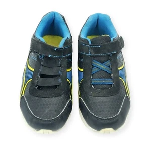 Smart Fit 13.5W Boys Sneakers Black Blue Hook & Loop Skid Resistant Shoes - Picture 1 of 6