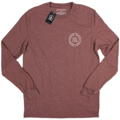 VOLCOM Power & Light Logo L/S T-shirt- S- NEW- heather burgundy surf/skate tee-  - Image 1 of 2