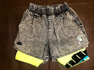 Vintage - Nike Challenge Court - Jeans Shorts Grey Lime - Andre Agassi Tennis