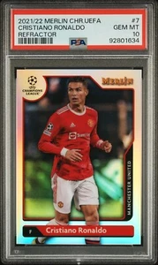 PSA 10 2021-22 Merlin UEFA Champions League Refractors #7 Cristiano Ronaldo - Picture 1 of 2