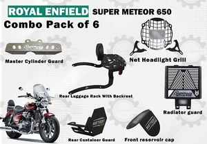 Fit For Royal Enfield "Super Meteor 650 Black Luggage Rack With Backrest 6 Pack" - Bild 1 von 20