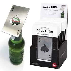 ACES HIGH -Credit Card Wallet Size Beer Drink Steel Bottle Opener *FREE DELIVERY - Bild 1 von 7