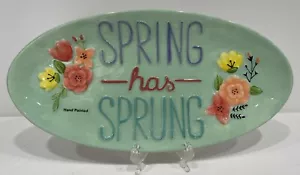 Festeggia la Pasqua Insieme - Piatto ovale / dipinto a mano "PRIMAVERA HAS SPRUNG" NUOVO - Foto 1 di 2