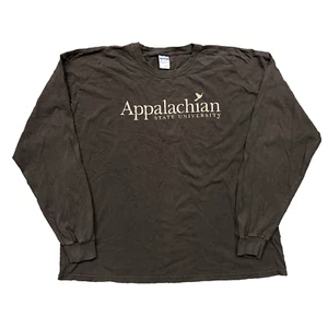 Vtg Appalachian App State Worn T-Shirt Spell Out Script Logo Long Sleeve Tee 2XL - Picture 1 of 12