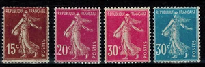 France timbres type Semeuse à fond plein N° 189 à 192 Neuf ** MNH - Picture 1 of 1