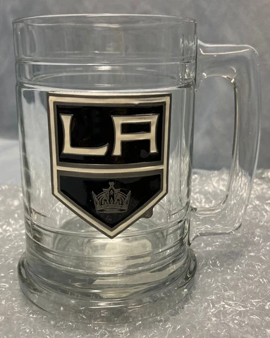 L.A. Kings Glass Mug - NHL Stainless Enameled logo Beer Stein Mug - 14oz Heavy Cover