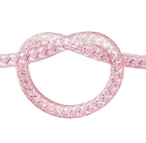 Pink Iridescent Deco Mesh Tubing - 8mm x 15 Yards, Valentine's Day, Easter - Picture 1 of 2