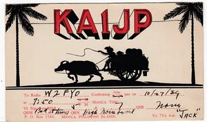 1939 KA1JP Manila Philippines ~ Vintage Philippine Islands QSL Radio Card - Picture 1 of 2
