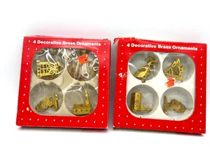 1990 Vintage Christmas Tree Glitter N Glow Decorative Brass Ornaments Set of 9 - Picture 1 of 21