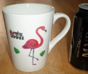 PINK FLAMINGO - "ENJOY SUMMER", [JUMBO & 3-D LOGO], Ceramic Coffee Mug, VINTAGE - Picture 1 of 9