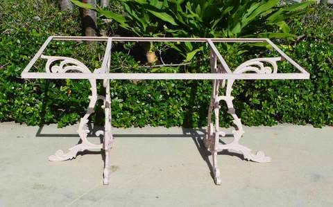 Vintage Heavy Wrought Iron Dining Table W/ Glass Top Cover