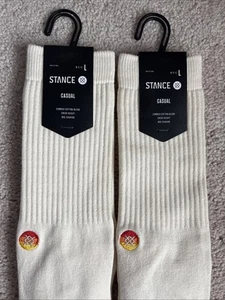 Stance *SET OF 2* Love Casual Crew Socks Natural White Cotton Blend Mens L NWT - Picture 1 of 4