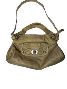 B. Makowsky Leather Shoulder Bag Tan Leather Double Strap With Shoulder Strap - Picture 1 of 5