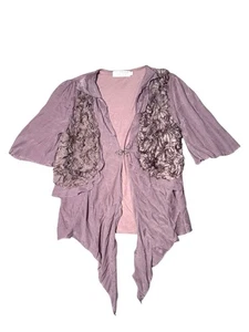 Vintage My Pretty Angel Y2K 3D Floral  Fairy whimsy Grunge Open Cardigan Sz M - Picture 1 of 2