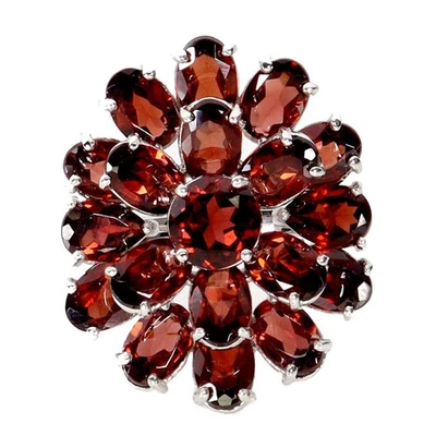 Anillo de plata de ley 925 ovalado granate Mozambique 6x4 mm piedras preciosas joyería tamaño 9 Foto 1 de 4