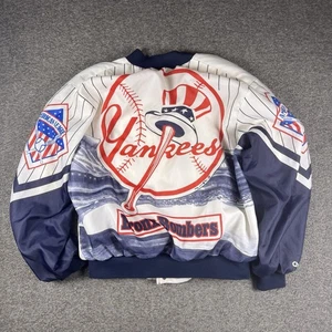 Vintage 80s Chalk Line New York Yankees Jacket XL Button Snap Bronx Bombers MLB - Picture 1 of 9