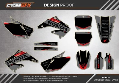 2002 2003 2004 2005 2006 2007 CR 125 CR 250 Graphics kit for HONDA CR125 CR250 R Foto 1 de 4