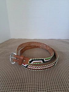 Maasai Handcrafted Beaded Leather Belt Southwestern Style Sz 34 - 36 - Picture 1 of 16