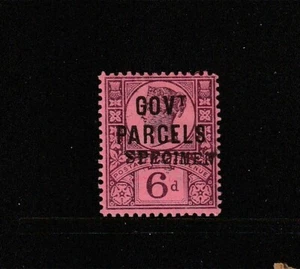 Paquetes GB 1887/90 Optd Govt, 6d Jubilee Optd ESPECIMEN MM SG O66s - Imagen 1 de 2