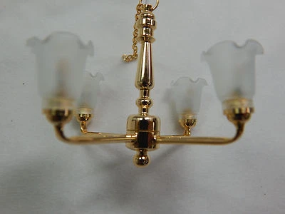 Heidi Ott #YL6620 Dollhouse Miniature Light 1:12 LED 4 Up Arm Chandelier Lamp  - Image 1 of 4