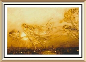 Vintage Style Arthur Rackham Fantasy Wall Art Landscape Print FAIRIES IN FLIGHT - Picture 1 of 1