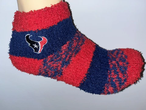 HOUSTON TEXANS NFL FOOTBALL CONFETTI LOGO WOMENS SOFT ANKLE FUZZY SOCKS MEDIUM Q Cover