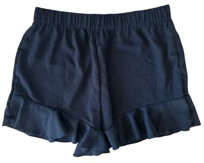 SHEIN Women's Ruffle Hem Comfy Shorts 100% Viscose Lightweight Size L Black - Image 1 of 4