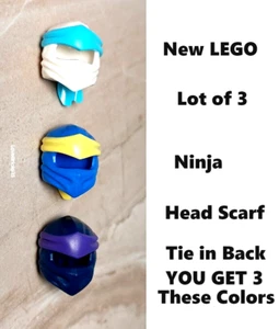 New LEGO Ninja Head Wrap SCARF Ties in Back Lot of 3 White Blue Purple Ninjago - Picture 1 of 2