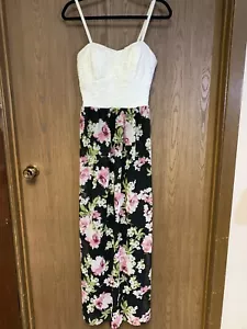 Lily Rose Women Maxi Dress Multicolor Floral Lace Spaghetti Strap Chiffon Size L - Picture 1 of 9
