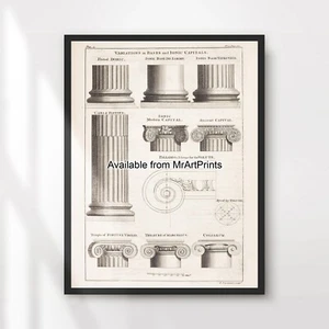 Säulen Säulen Klassische Architektur Illustration Kunstdruck Poster Bild XXL - Bild 1 von 4